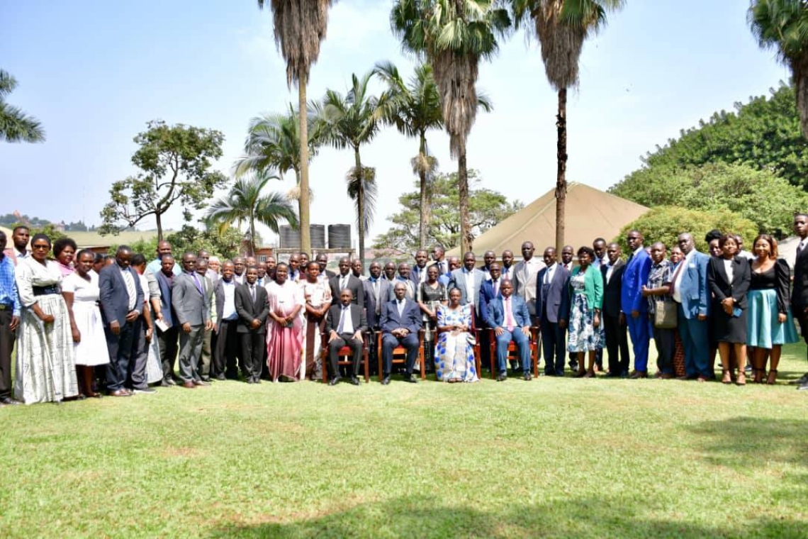 Participants, including county chiefs, deputies, agricultural officers, and partners, gather after the sustainable development workshop hosted by Kabaka Foundation and Heifer International Uganda Participants, including county chiefs, deputies, agricultural officers, and partners, gather after the sustainable development workshop hosted by Kabaka Foundation and Heifer International Uganda